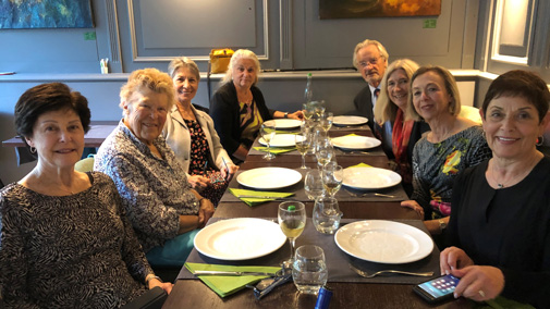 From left to right (clockwise). Vivien Cohen, Joan Walker, Marilyn Freedman, Catherine Patla, Stanley Paris, Sue Keays, Karin Saltman, Hazel Dreyer