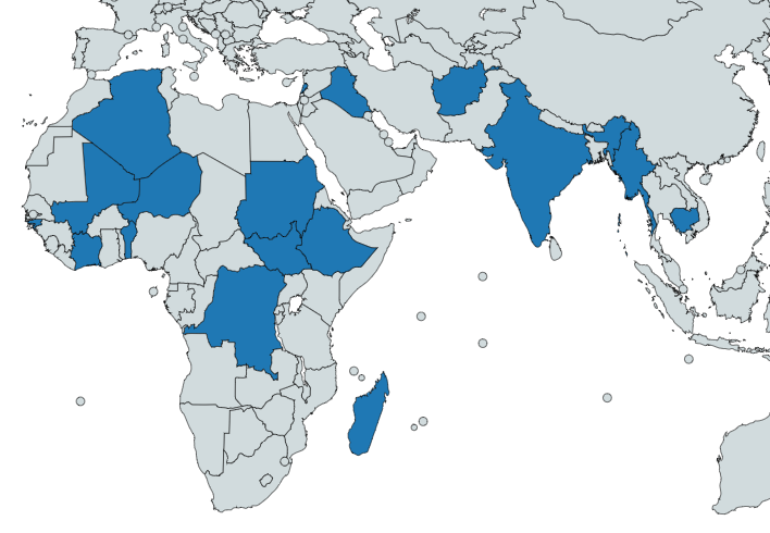 Map highlighting ICRC operations
