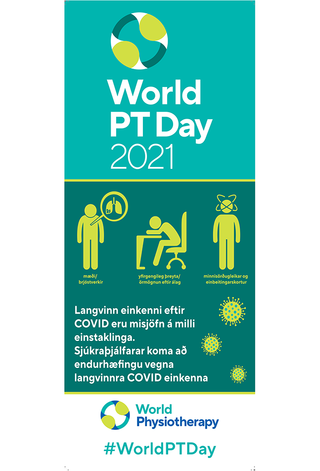 Image of World PT Day 2021 roller banner in Icelandic