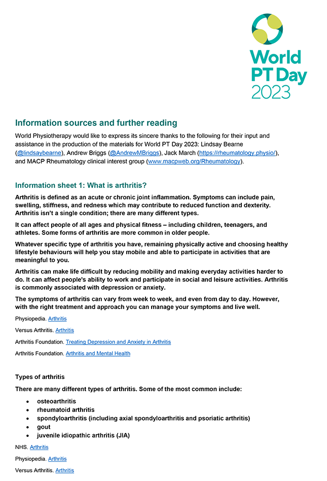 Image of World PT Day 2023 information sources