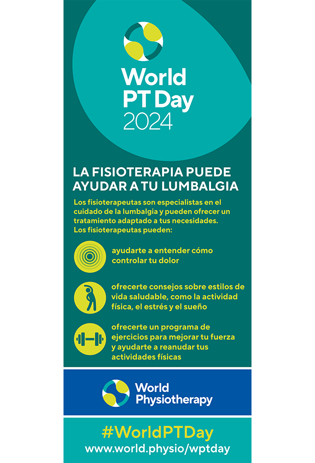 WPTD2024-Rollerbanner1: LA FISIOTERAPIA PUEDE AYUDAR A TU LUMBALGIA