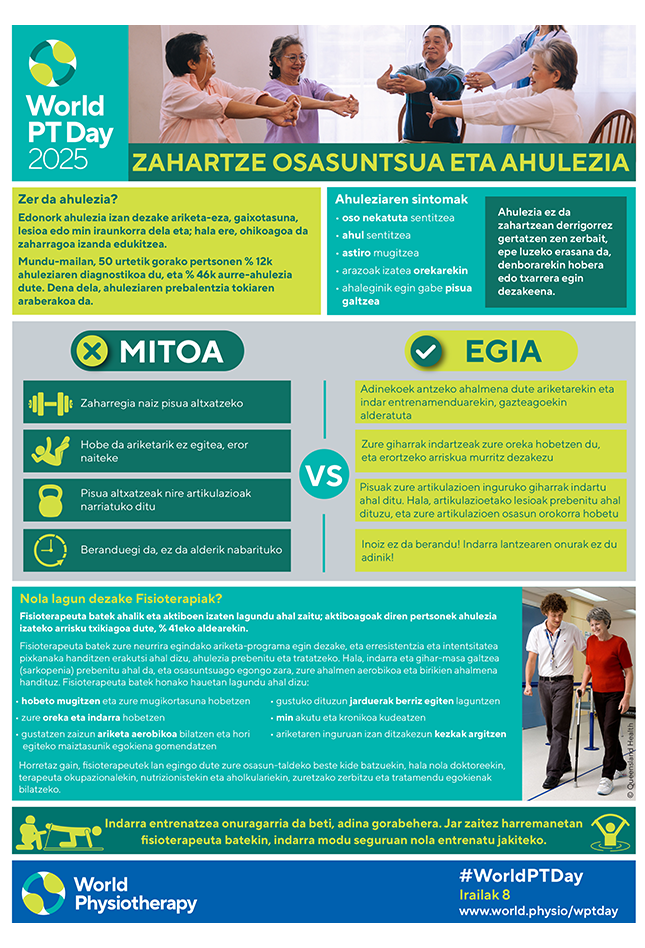 Thumbnail graphic for World PT Day 2025 information sheet 4 in Basque