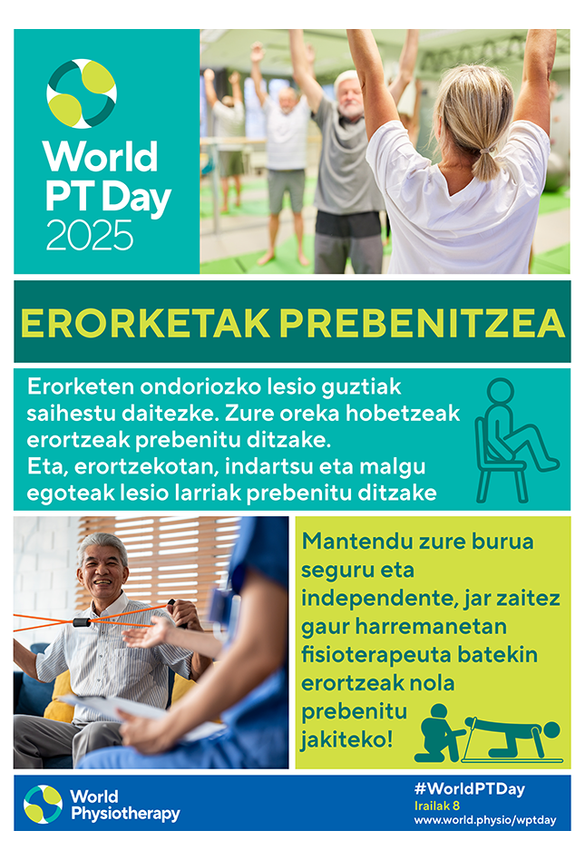 Thumbnail graphic for World PT Day 2025 poster 2 in Basque