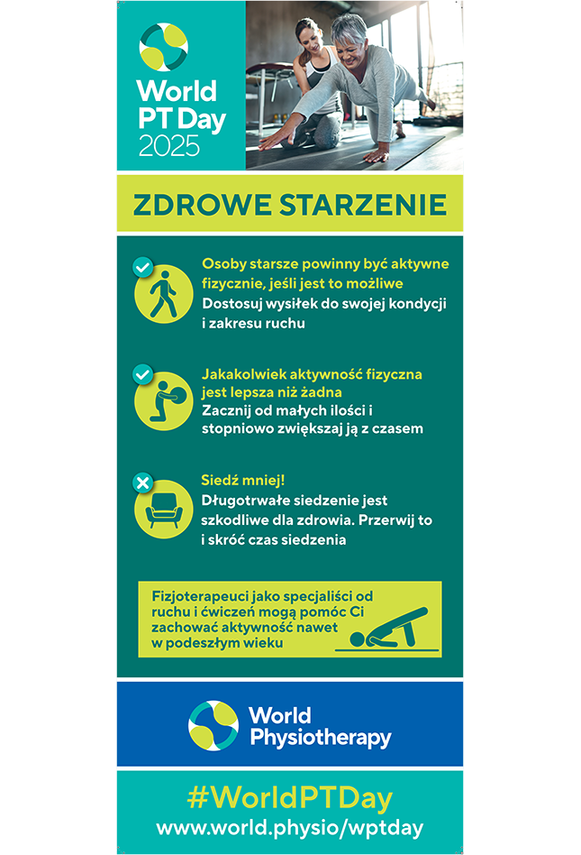 Thumbnail graphic for banner 1 in Polish for World PT Day 2025