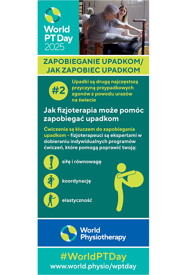 Thumbnail graphic for banner 2 in Polish for World PT Day 2025
