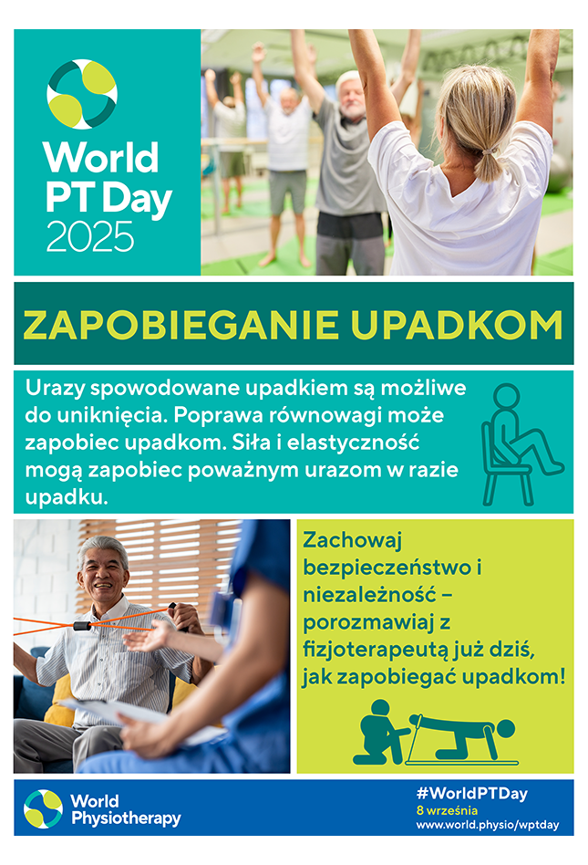 Thumbnail graphic for poster 2 in Polish for World PT Day 2025
