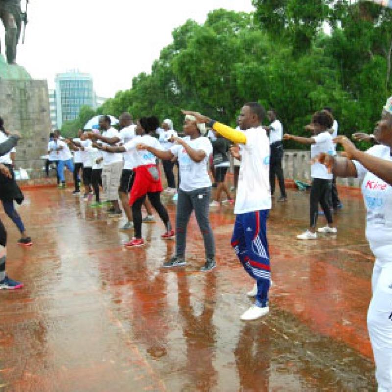 Photograph showing a celebration held in Benin to mark World PT Day 2018