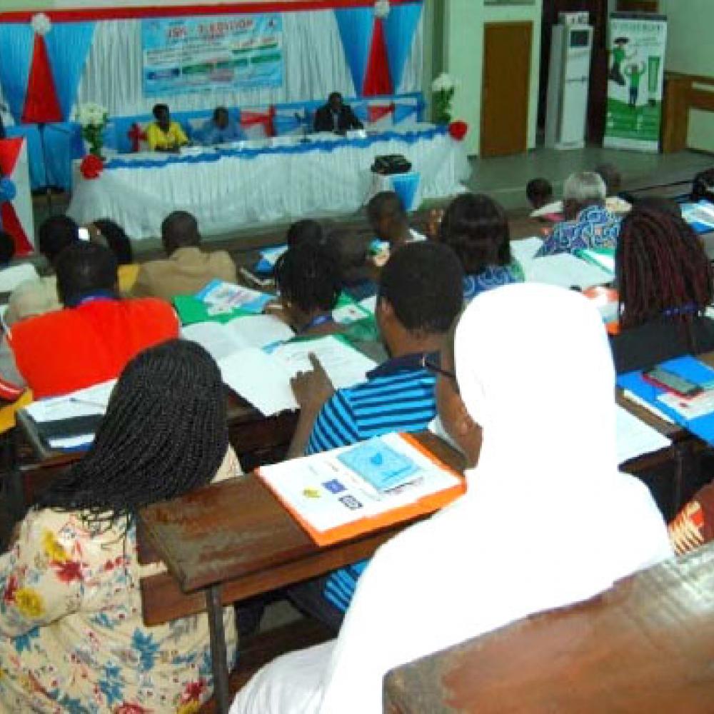 Photograph showing a celebration held in Benin to mark World PT Day 2018
