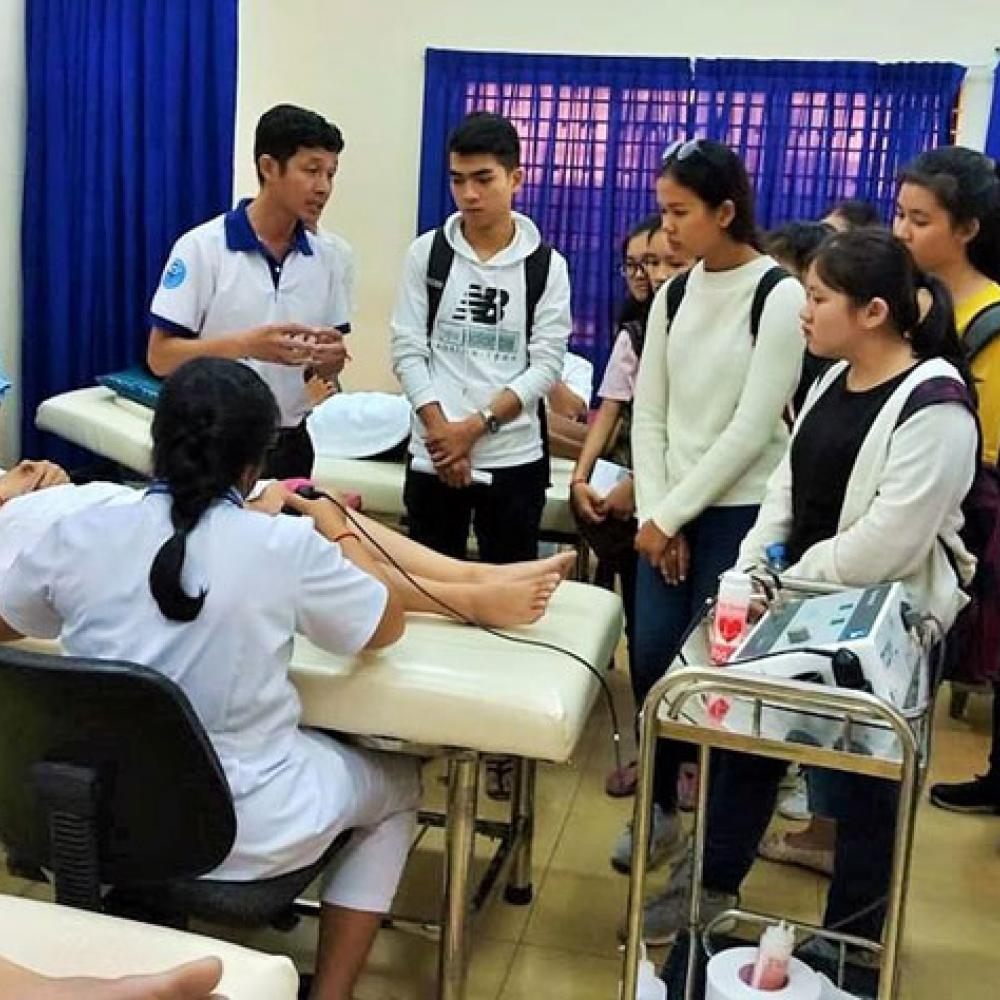 Photograph showing a celebration held in Cambodia to mark World PT Day 2018