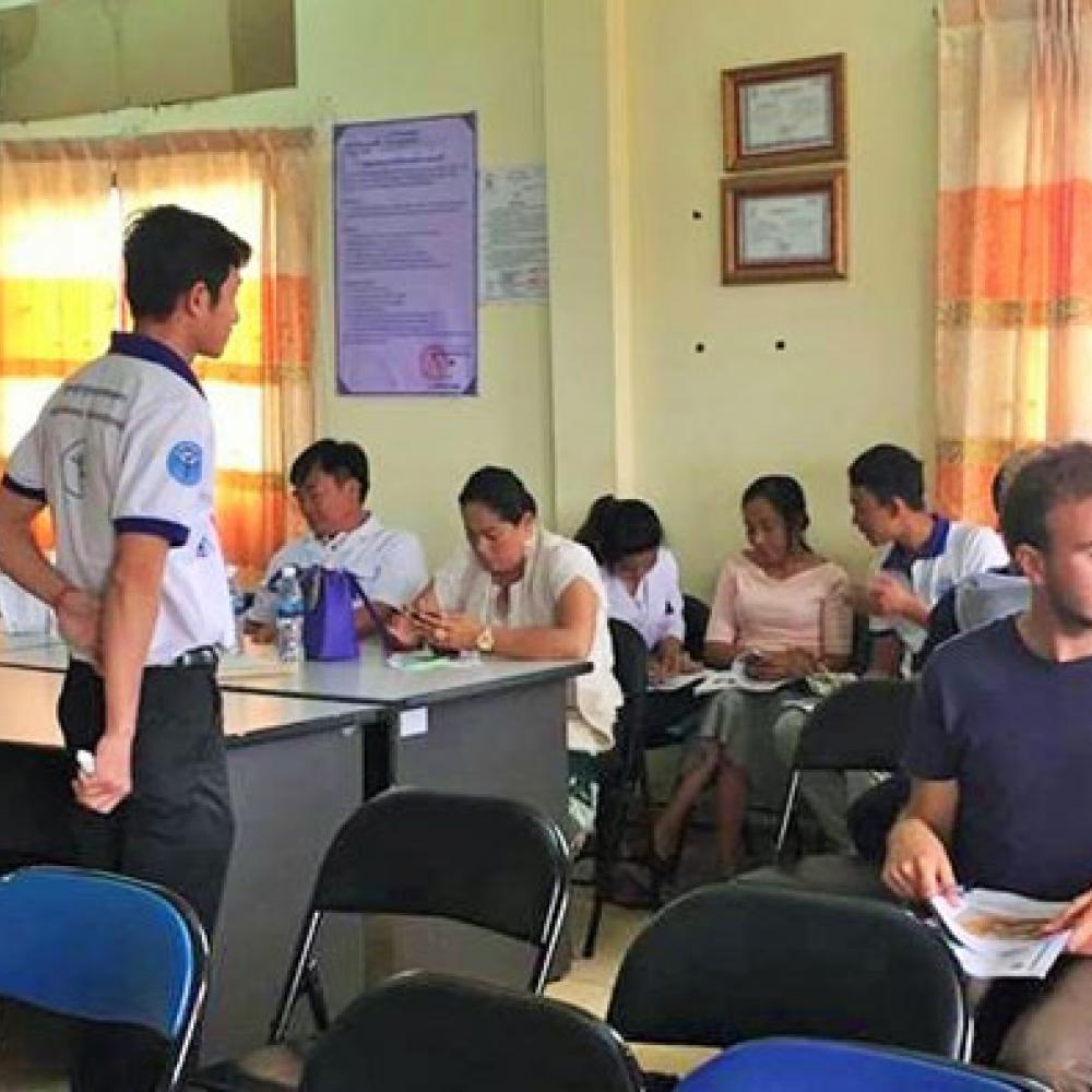 Photograph showing a celebration held in Cambodia to mark World PT Day 2018