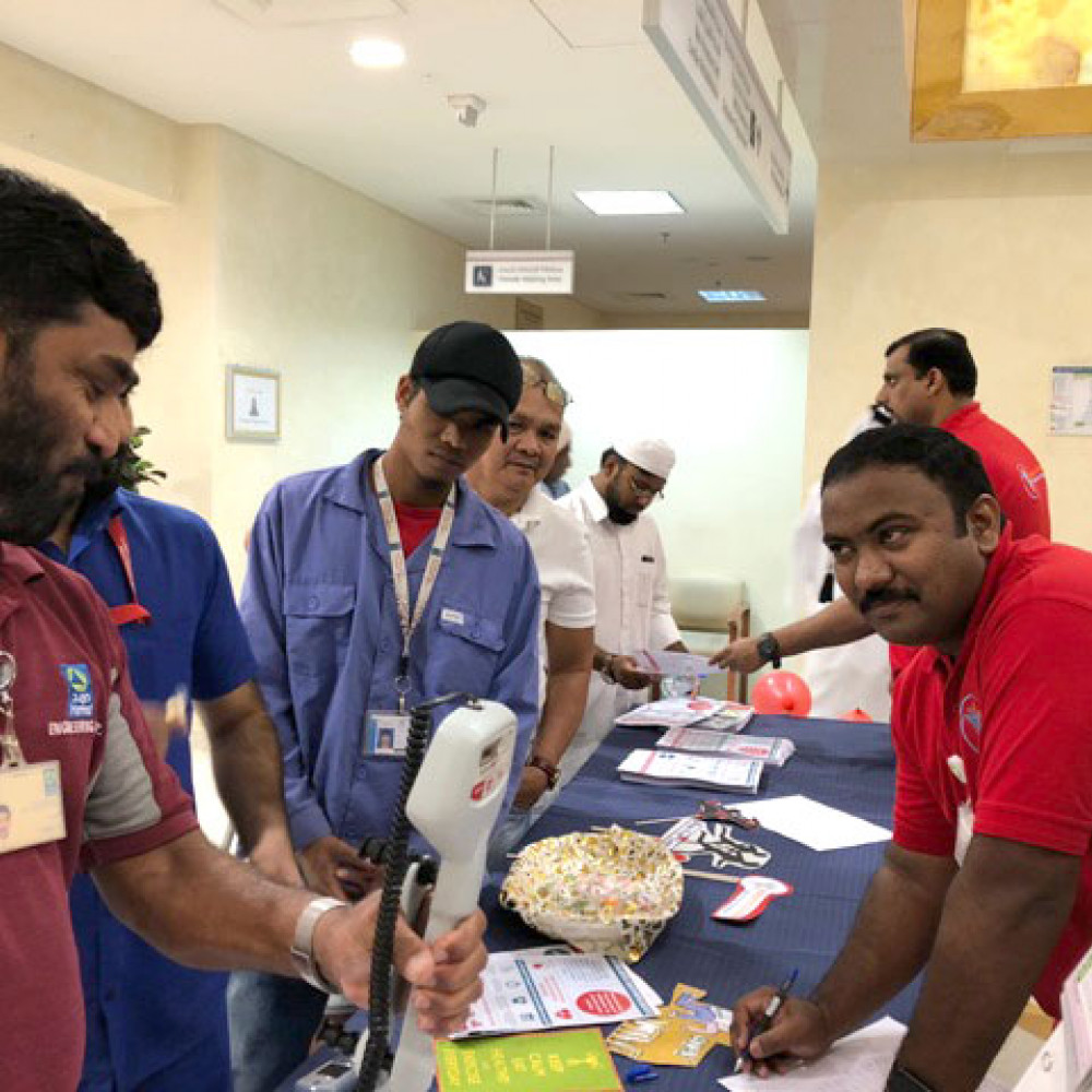 Photograph showing a celebration held in Qatar to mark World PT Day 2018