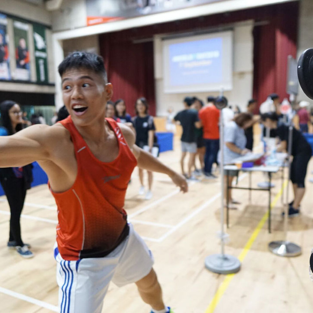 Photograph showing a celebration held in Singapore to mark World PT Day 2018