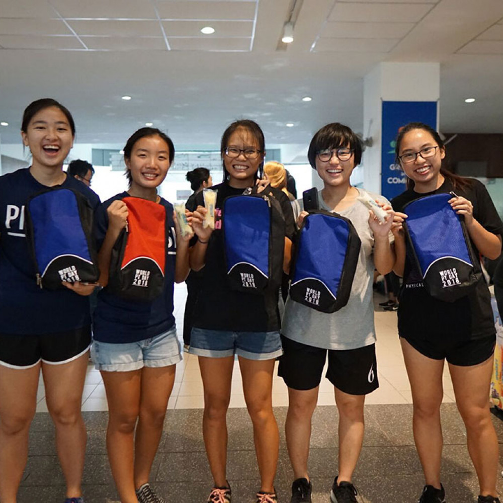Photograph showing a celebration held in Singapore to mark World PT Day 2018