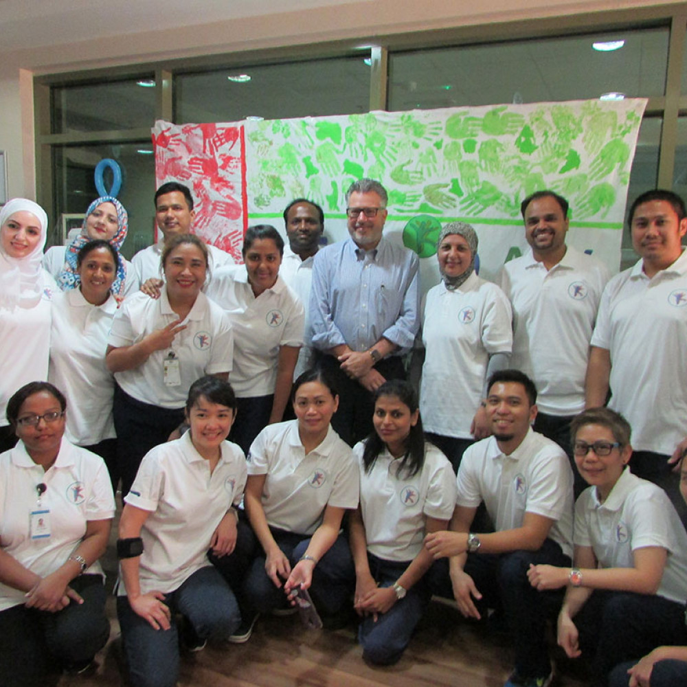 Photograph showing a celebration held in the United Arab Emirates to mark World PT Day 2018