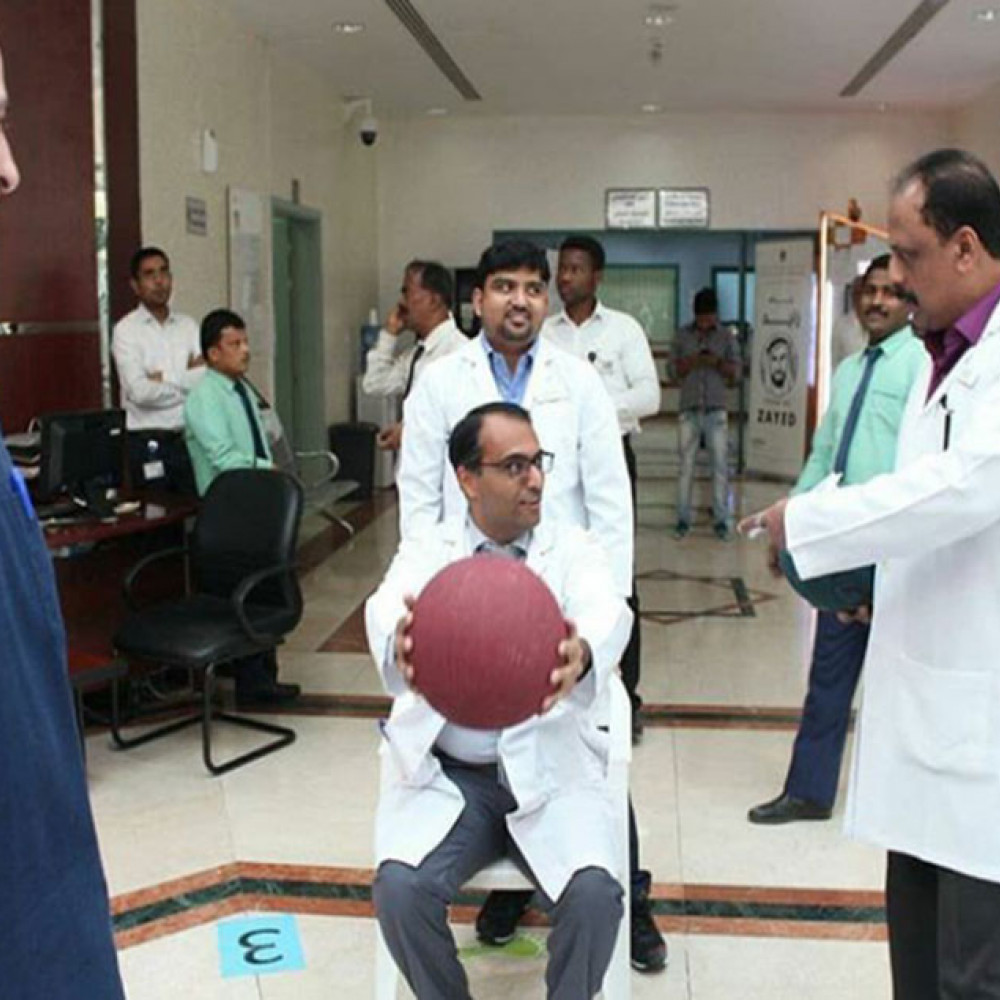 Photograph showing a celebration held in the United Arab Emirates to mark World PT Day 2018