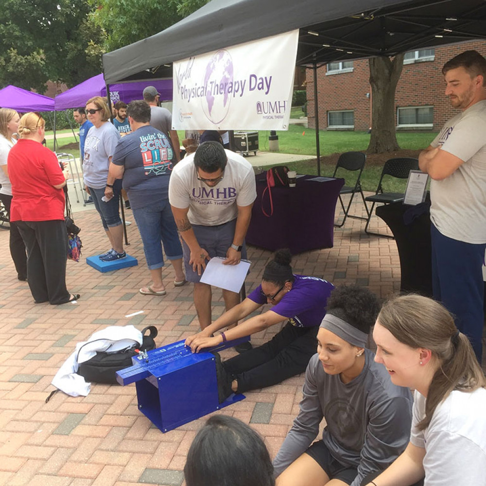 Photograph showing a celebration held in the United States to mark World PT Day 2018