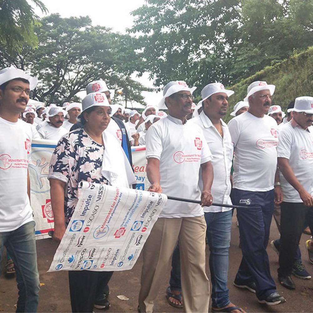 Photograph showing a celebration held in India to mark World PT Day 2019