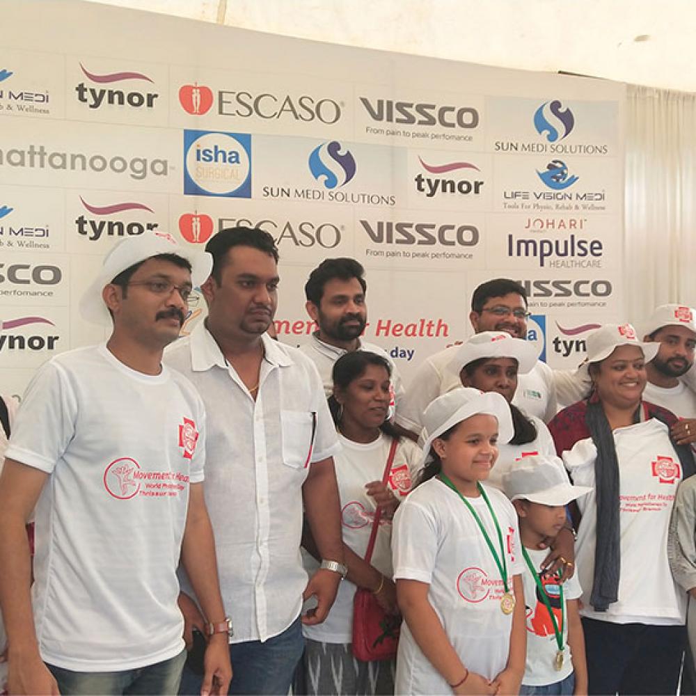 Photograph showing a celebration held in India to mark World PT Day 2019