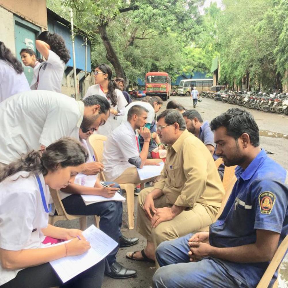Photograph showing a celebration held in India to mark World PT Day 2019