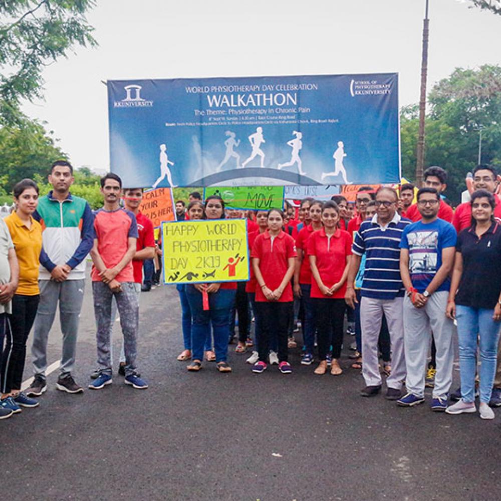 Photograph showing a celebration held in India to mark World PT Day 2019