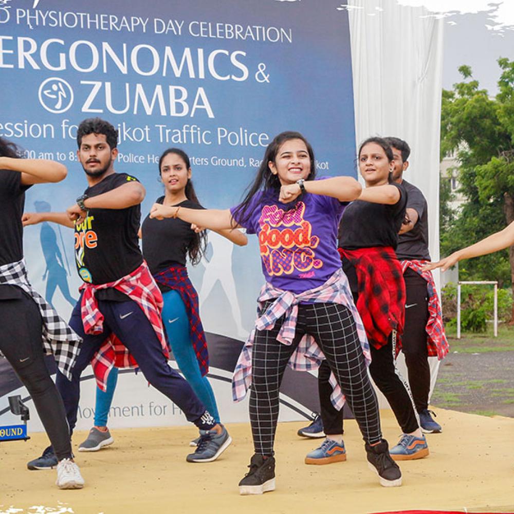 Photograph showing a celebration held in India to mark World PT Day 2019