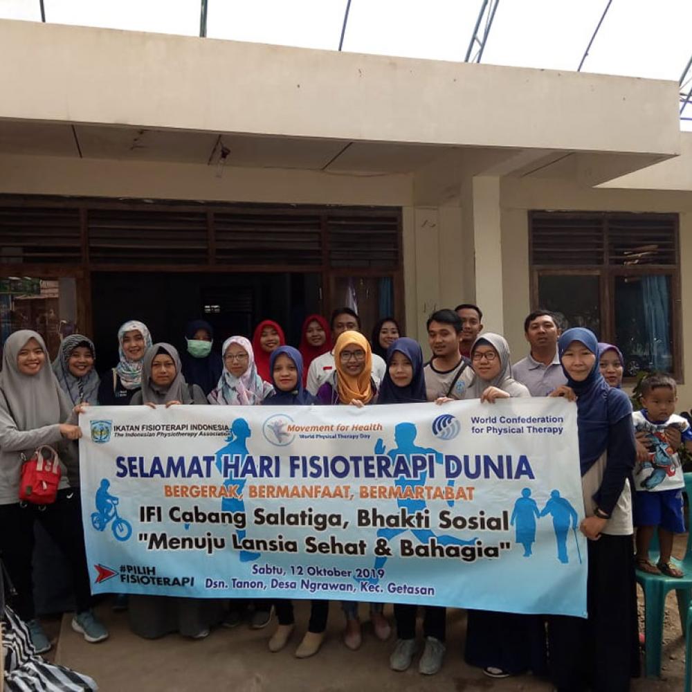 Photograph showing a celebration held in Indonesia to mark World PT Day 2019