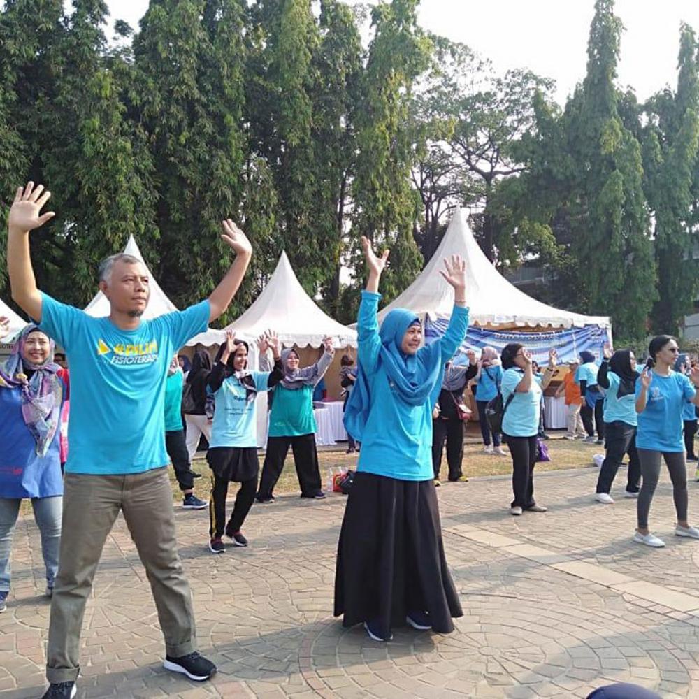 Photograph showing a celebration held in Indonesia to mark World PT Day 2019