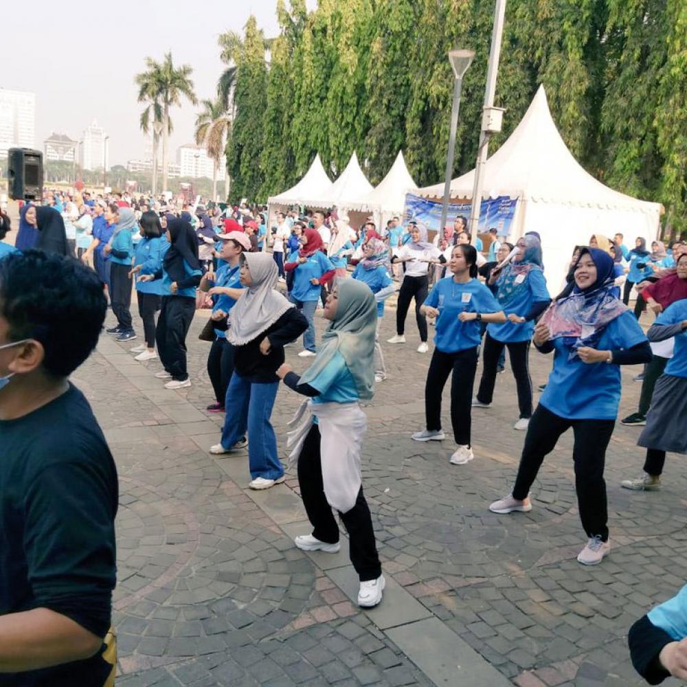 Photograph showing a celebration held in Indonesia to mark World PT Day 2019