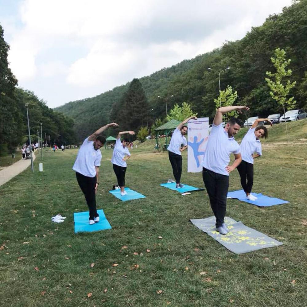 Photograph showing a celebration held in Kosovo to mark World PT Day 2019