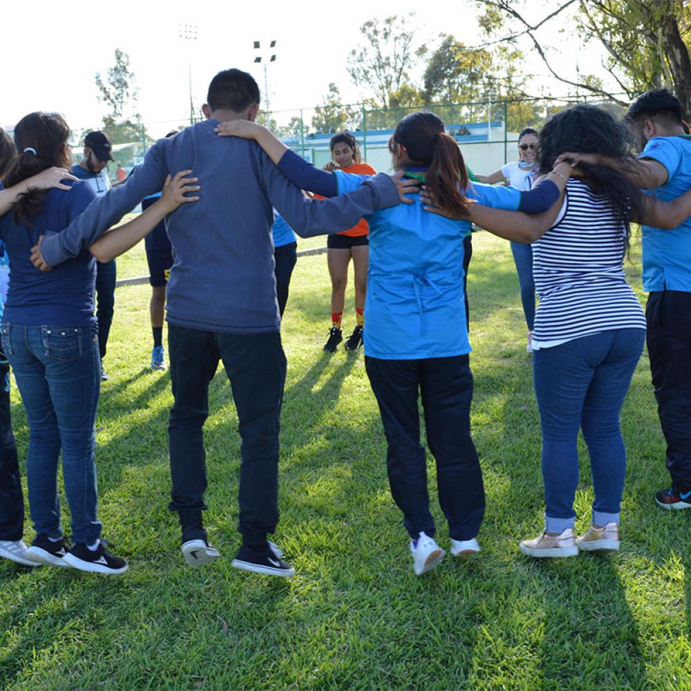 Photograph showing a celebration held in Mexico to mark World PT Day 2019
