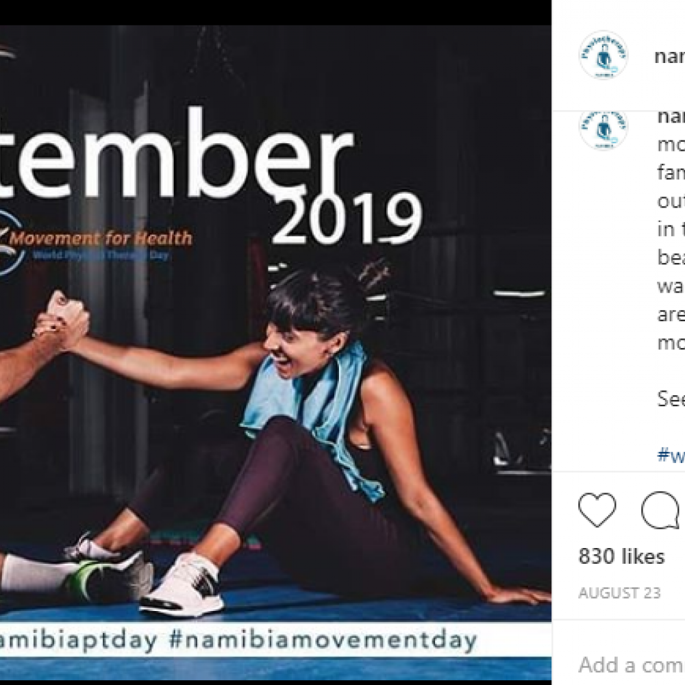 Photograph showing a celebration held in Namibia to mark World PT Day 2019