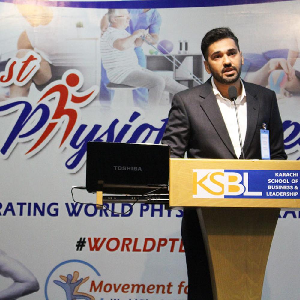 Photograph showing a celebration held in Pakistan to mark World PT Day 2019
