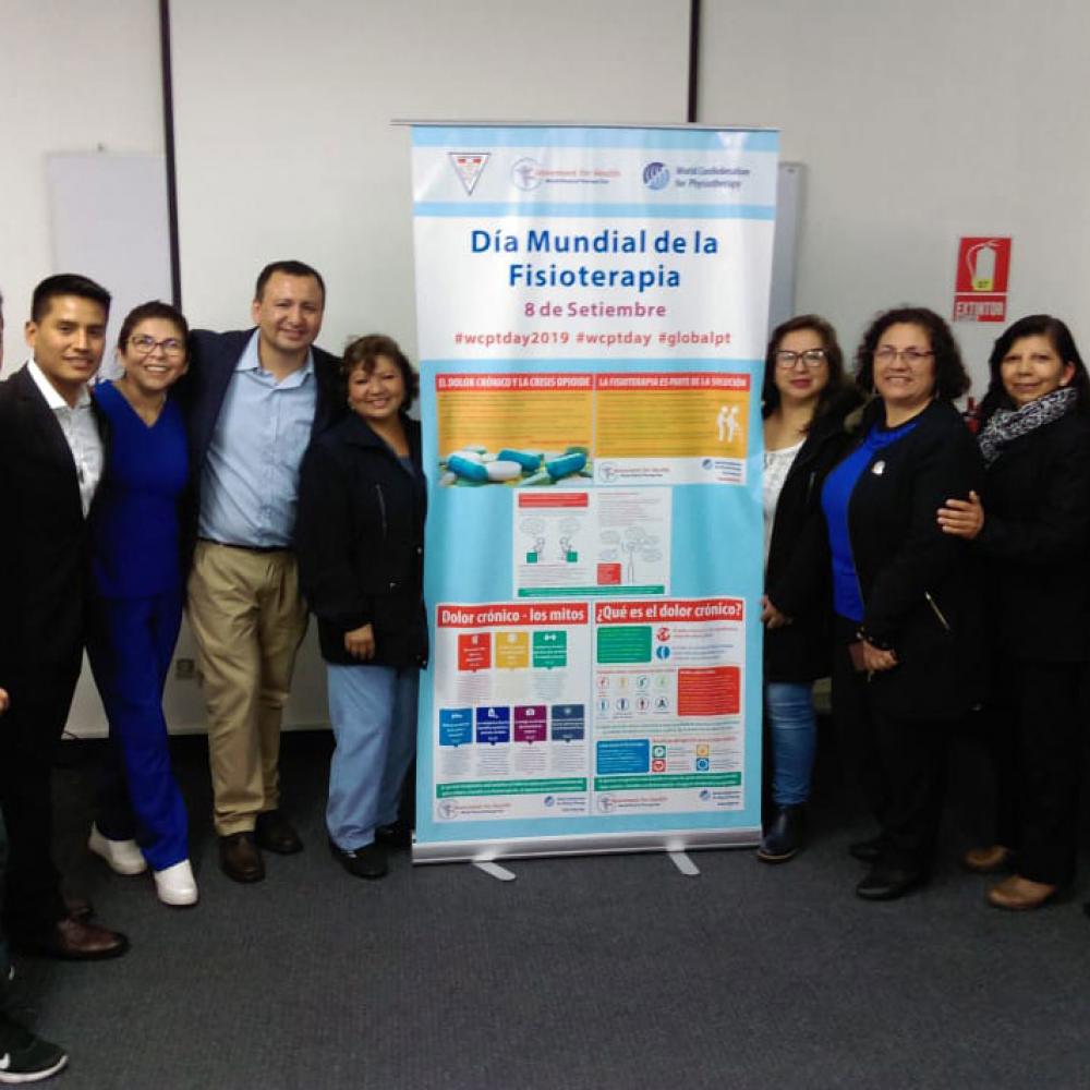 Photograph showing a celebration held in Peru to mark World PT Day 2019