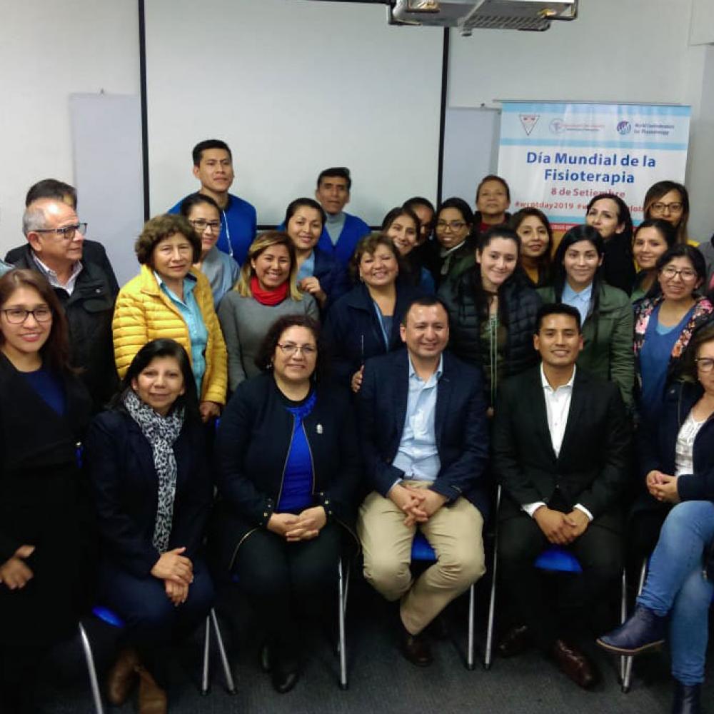 Photograph showing a celebration held in Peru to mark World PT Day 2019