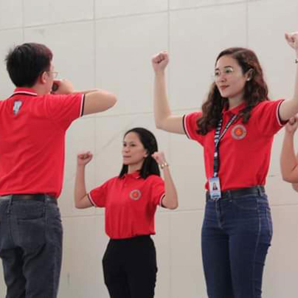 Photograph showing a celebration held in Philippines to mark World PT Day 2019