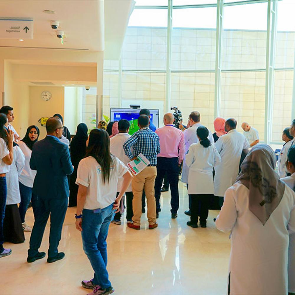 Photograph showing a celebration held in Qatar to mark World PT Day 2019