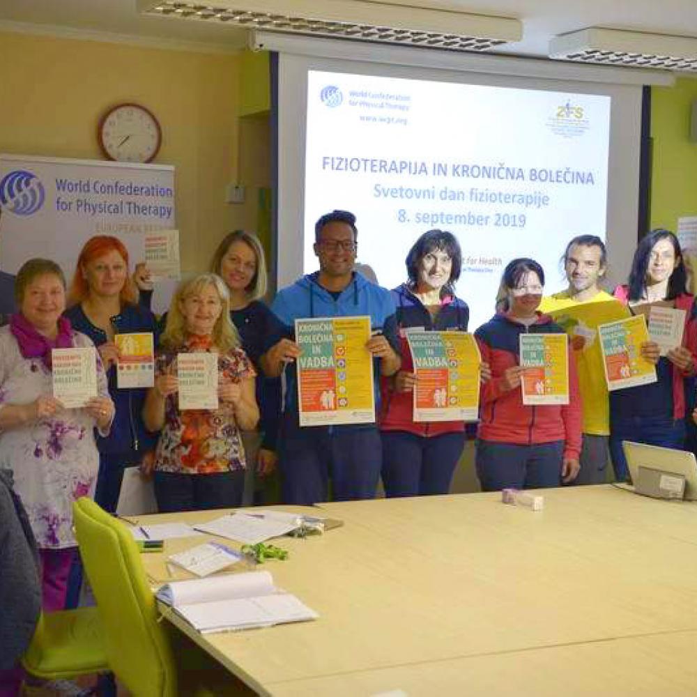 Photograph showing a celebration held in Slovenia to mark World PT Day 2019