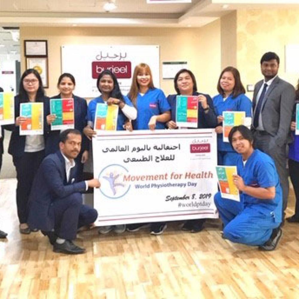 Photograph showing a celebration held in the United Arab Emirates to mark World PT Day 2019