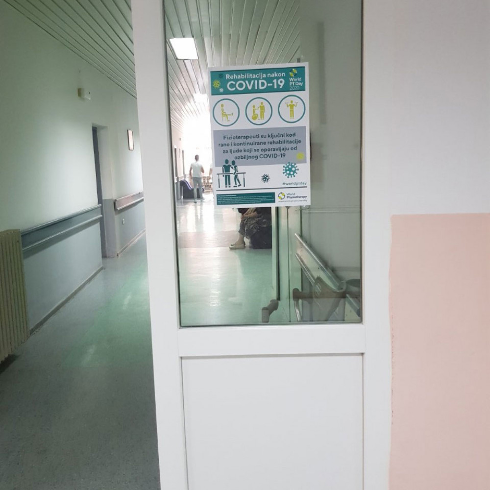 Photograph of World PT Day 2020 materials on display in Bosnia and Herzegovina