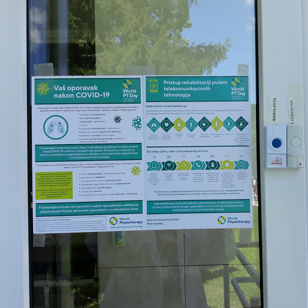 Photograph of how the Chamber of Physiotherapists of Montenegro marked World PT Day 2020