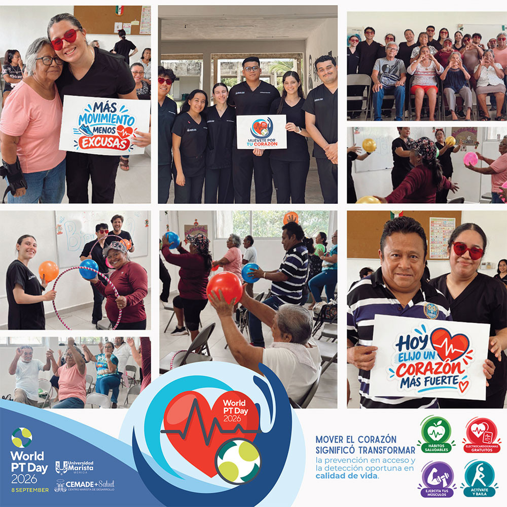 Collage of photos showing World PT Day 2026 activities held by AMEFI