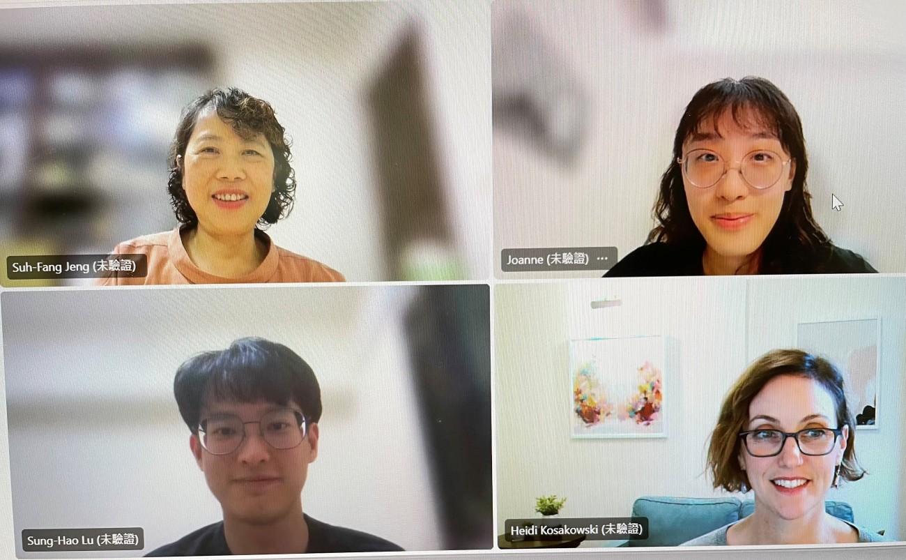 TPTA interns Chun-Wun Joanne Hsieh and Sung-Hao Lu with Suh-Fang Jeng and Heidi Kosakowski