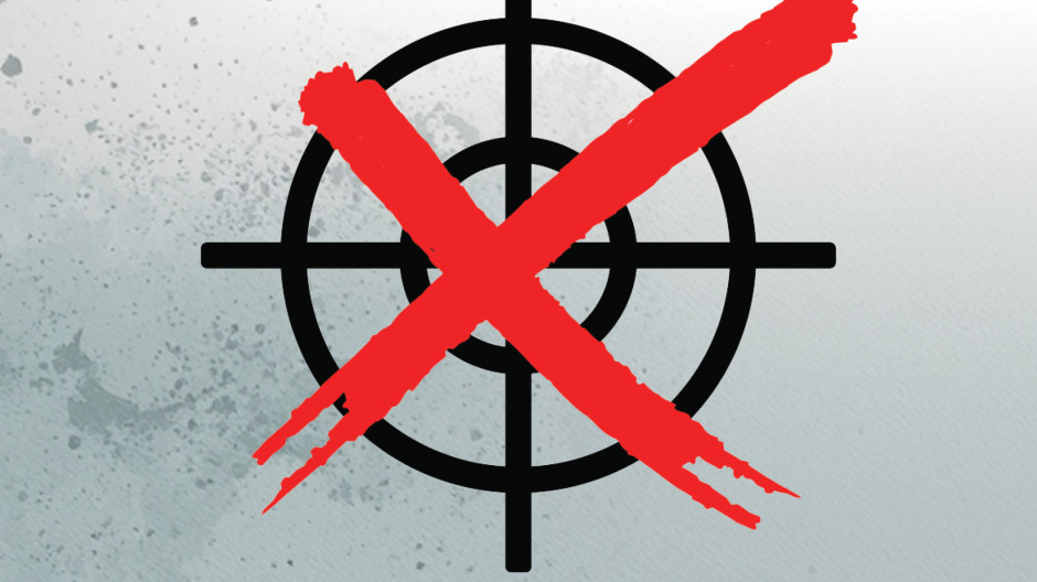 Graphic that reads "#NotATarget", image of crosshairs with a red cross through them and six member logos at the bottom