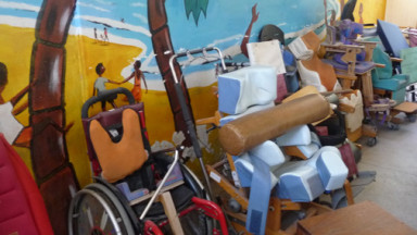 Donated physical therapy equipment in Tanzania