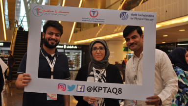 Photograph showing a celebration held in Kuwait to mark World PT Day 2019