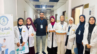 Photo showing activities held to mark World PT Day 2026 at the Nasser Medical Complex in the Gaza Strip